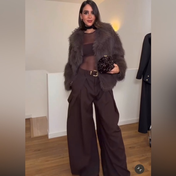 ZARA PLEATED CARGO PANTS ZW COLLECTION LARGE BROWN 4043/266/700 - Picture 3 of 14